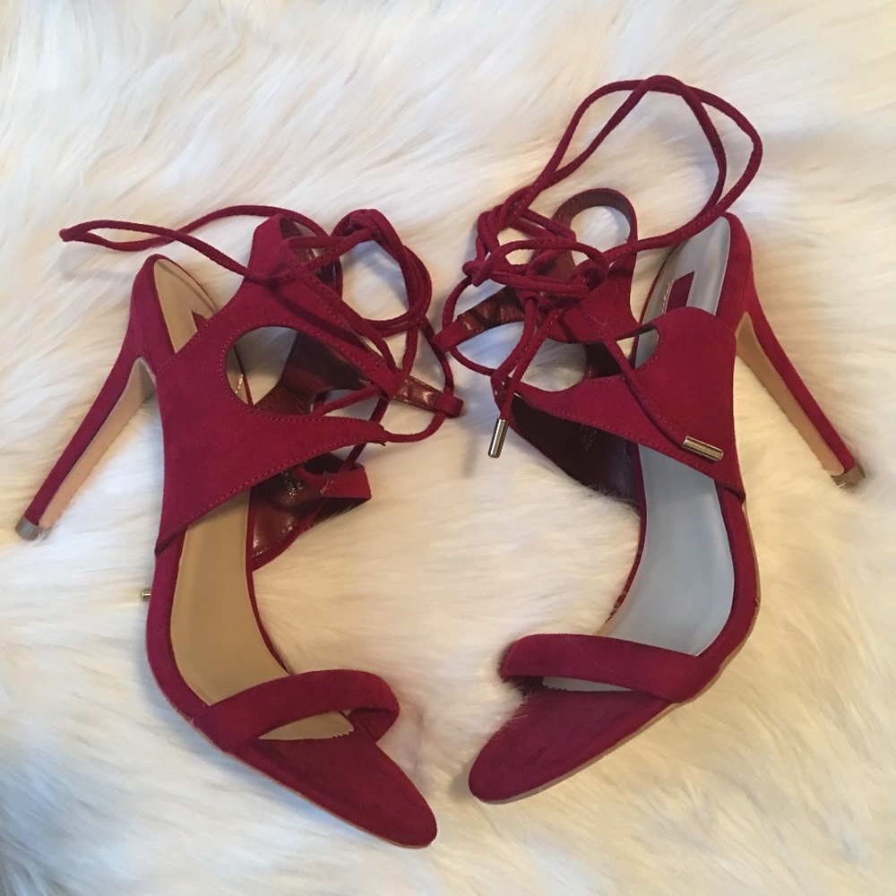 NWT Forever 21 Dark Red Wrap Heels - 7.5M
